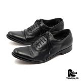  |SIZE 42| N.D.C HANDMADE BLACK POINTED 6-EYE OXFORD SHOES Z42-8354 