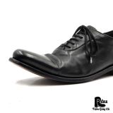  |SIZE 42| N.D.C HANDMADE BLACK POINTED 6-EYE OXFORD SHOES Z42-8354 