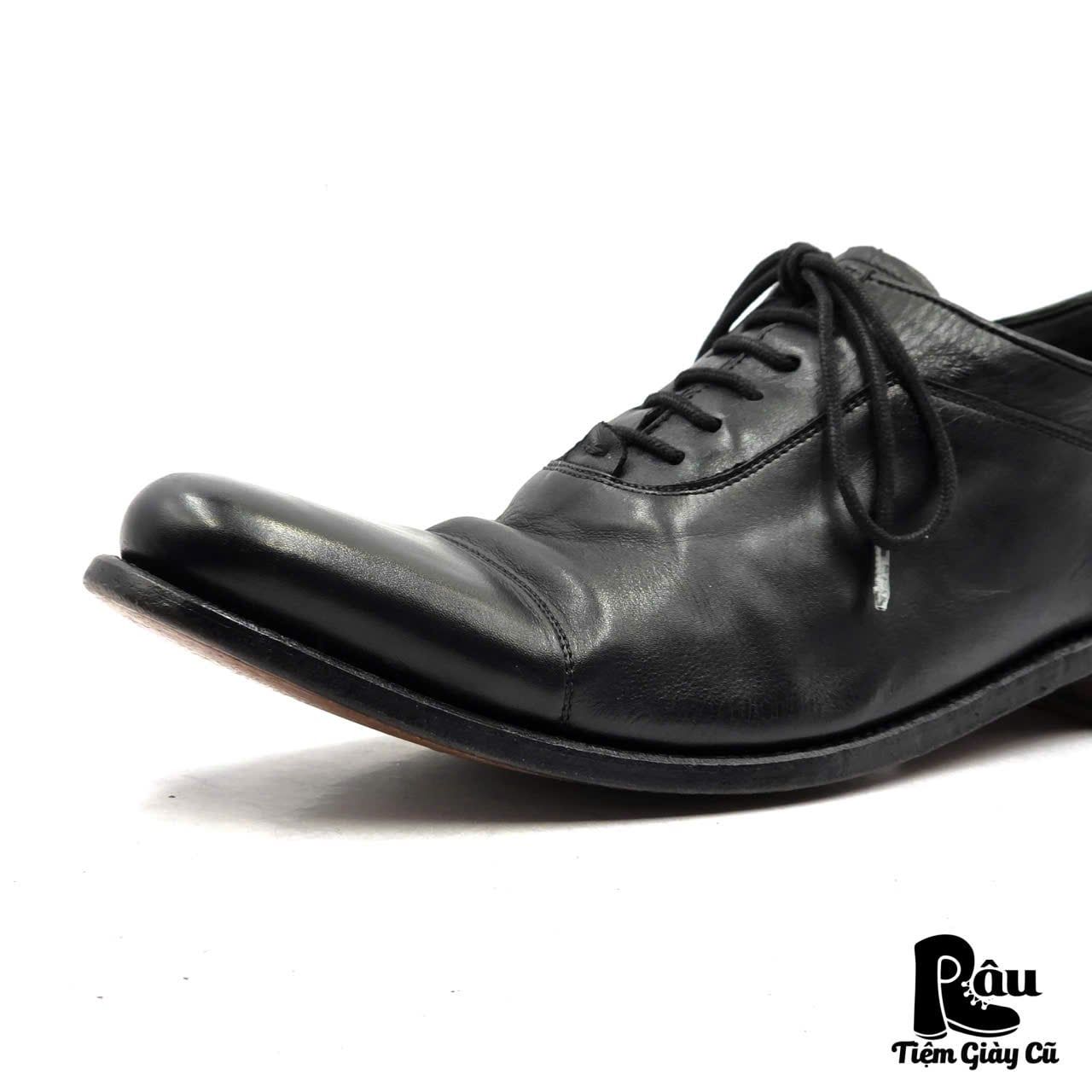  |SIZE 42| N.D.C HANDMADE BLACK POINTED 6-EYE OXFORD SHOES Z42-8354 