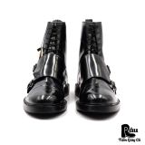  |SIZE 39| ZARA BLACK PATENT DOUBLE MONKSTRAP LACE-UP BOOT Z39-8347 