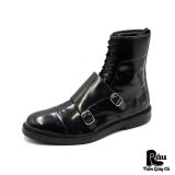  |SIZE 39| ZARA BLACK PATENT DOUBLE MONKSTRAP LACE-UP BOOT Z39-8347 