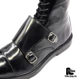  |SIZE 39| ZARA BLACK PATENT DOUBLE MONKSTRAP LACE-UP BOOT Z39-8347 