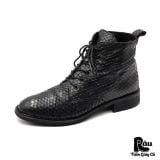  |SIZE 39| BILLI BI COPENHAGEN VINTAGE PYTHON EMBOSSED FUR-LINED LACE-UP BOOT AX39-8366 