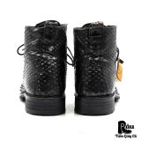  |SIZE 39| BILLI BI COPENHAGEN VINTAGE PYTHON EMBOSSED FUR-LINED LACE-UP BOOT AX39-8366 