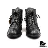  |SIZE 39| BILLI BI COPENHAGEN VINTAGE PYTHON EMBOSSED FUR-LINED LACE-UP BOOT AX39-8366 