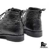 |SIZE 39| BILLI BI COPENHAGEN VINTAGE PYTHON EMBOSSED FUR-LINED LACE-UP BOOT AX39-8366 