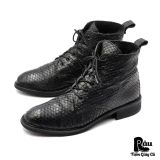  |SIZE 39| BILLI BI COPENHAGEN VINTAGE PYTHON EMBOSSED FUR-LINED LACE-UP BOOT AX39-8366 