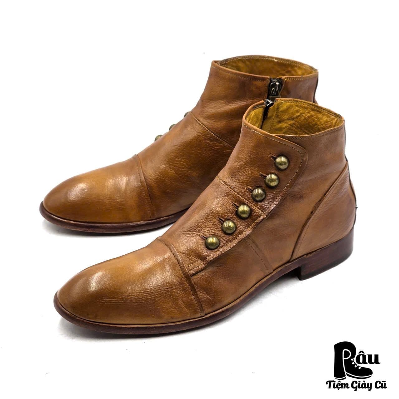  |SIZE 40| JO GHOST 1224 BROWN BUTTON SIDE-ZIP ANKLE BOOT Z40-8356 