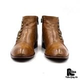  |SIZE 40| JO GHOST 1224 BROWN BUTTON SIDE-ZIP ANKLE BOOT Z40-8356 