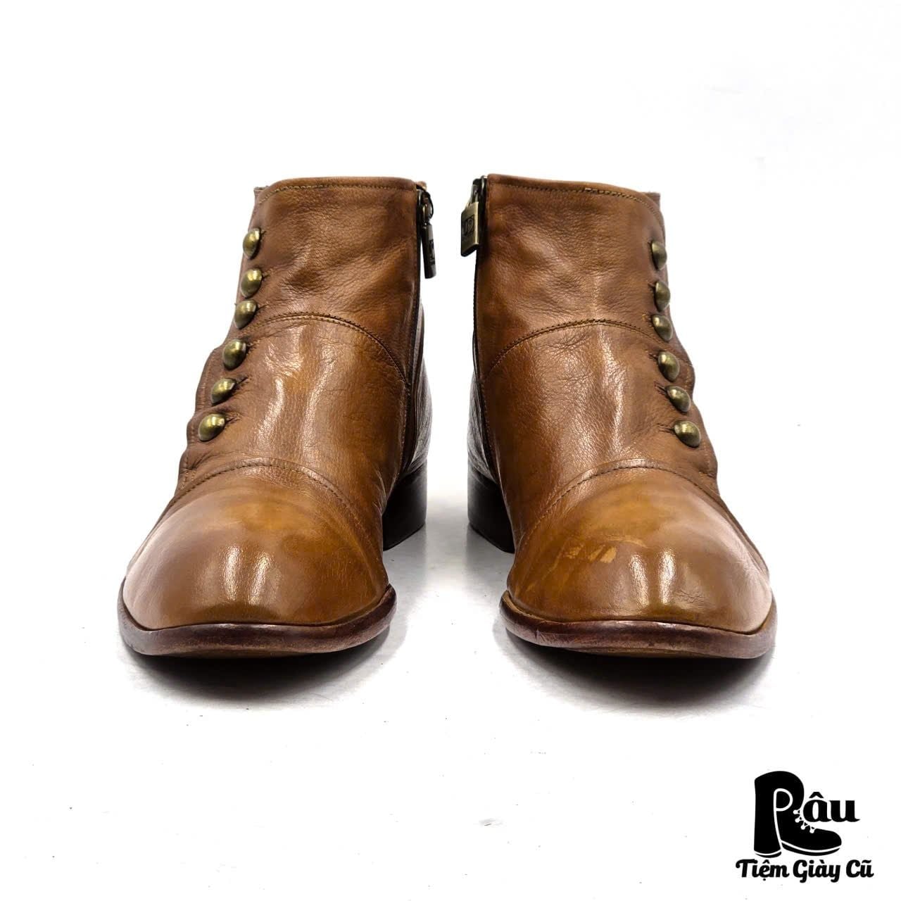  |SIZE 40| JO GHOST 1224 BROWN BUTTON SIDE-ZIP ANKLE BOOT Z40-8356 