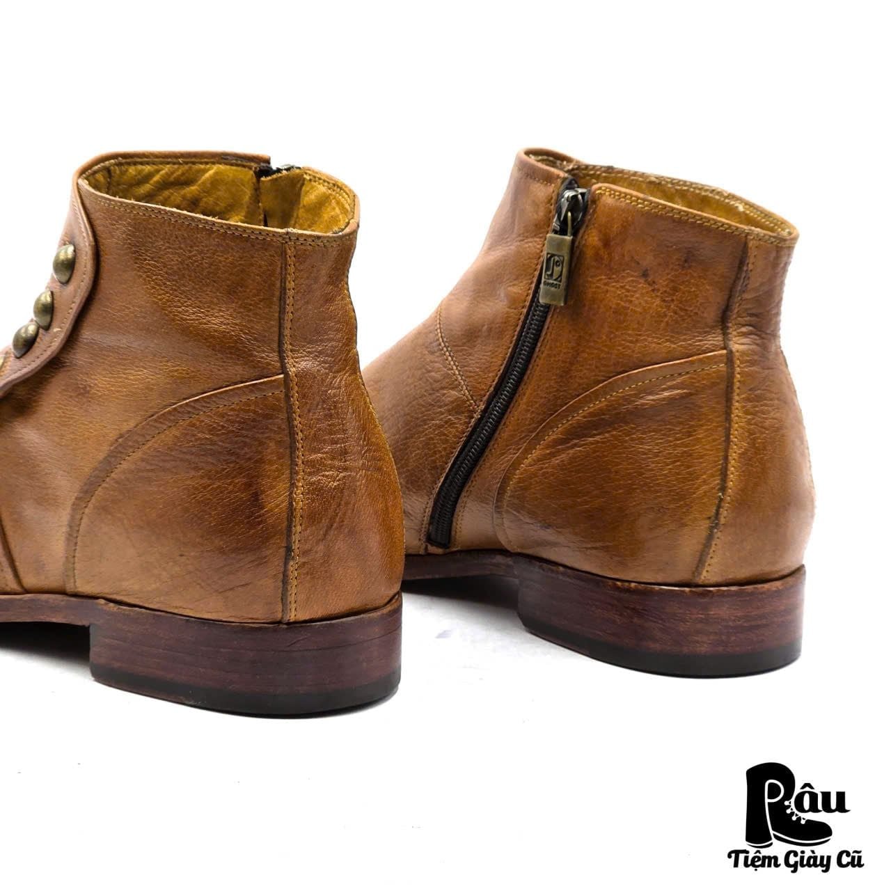  |SIZE 40| JO GHOST 1224 BROWN BUTTON SIDE-ZIP ANKLE BOOT Z40-8356 