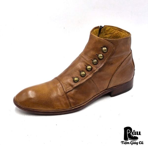  |SIZE 40| JO GHOST 1224 BROWN BUTTON SIDE-ZIP ANKLE BOOT Z40-8356 