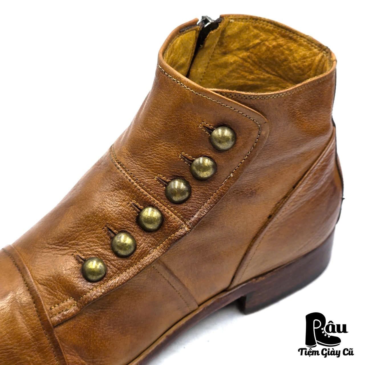  |SIZE 40| JO GHOST 1224 BROWN BUTTON SIDE-ZIP ANKLE BOOT Z40-8356 