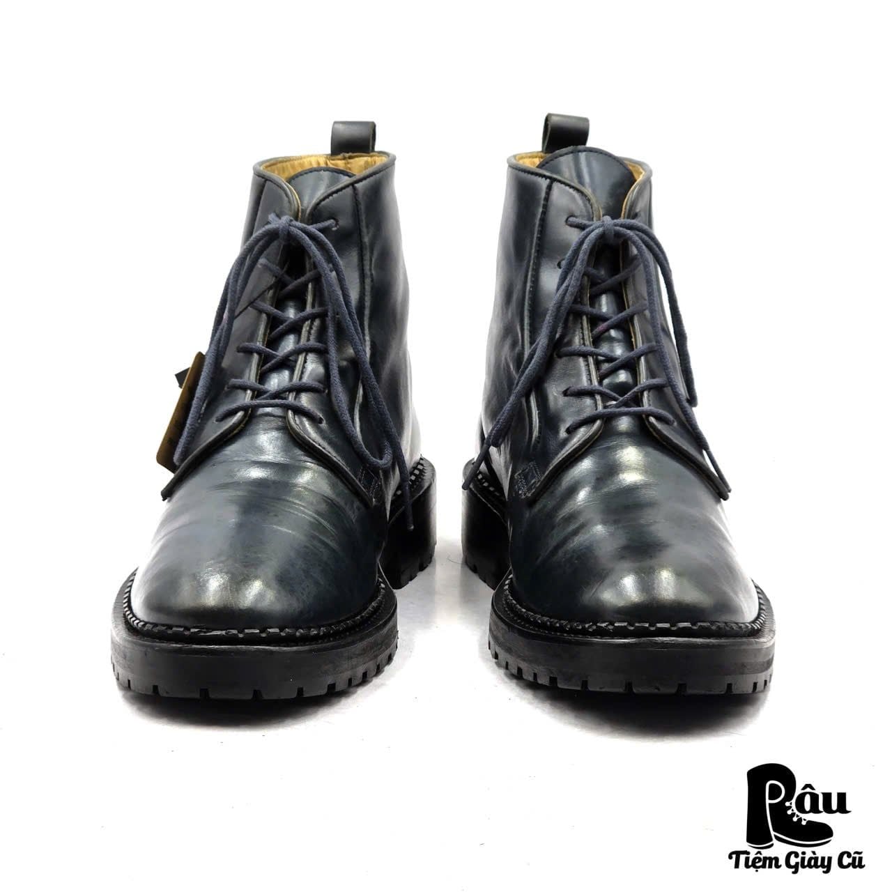  |SIZE 41| CARVEN NAVY BLUE LUG SOLE LACE-UP BOOT Z41-8358 