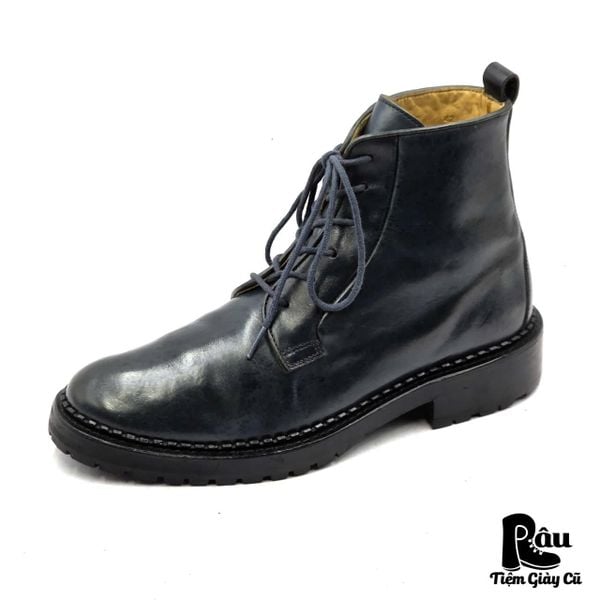  |SIZE 41| CARVEN NAVY BLUE LUG SOLE LACE-UP BOOT Z41-8358 