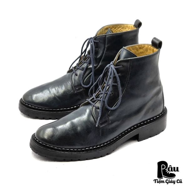  |SIZE 41| CARVEN NAVY BLUE LUG SOLE LACE-UP BOOT Z41-8358 