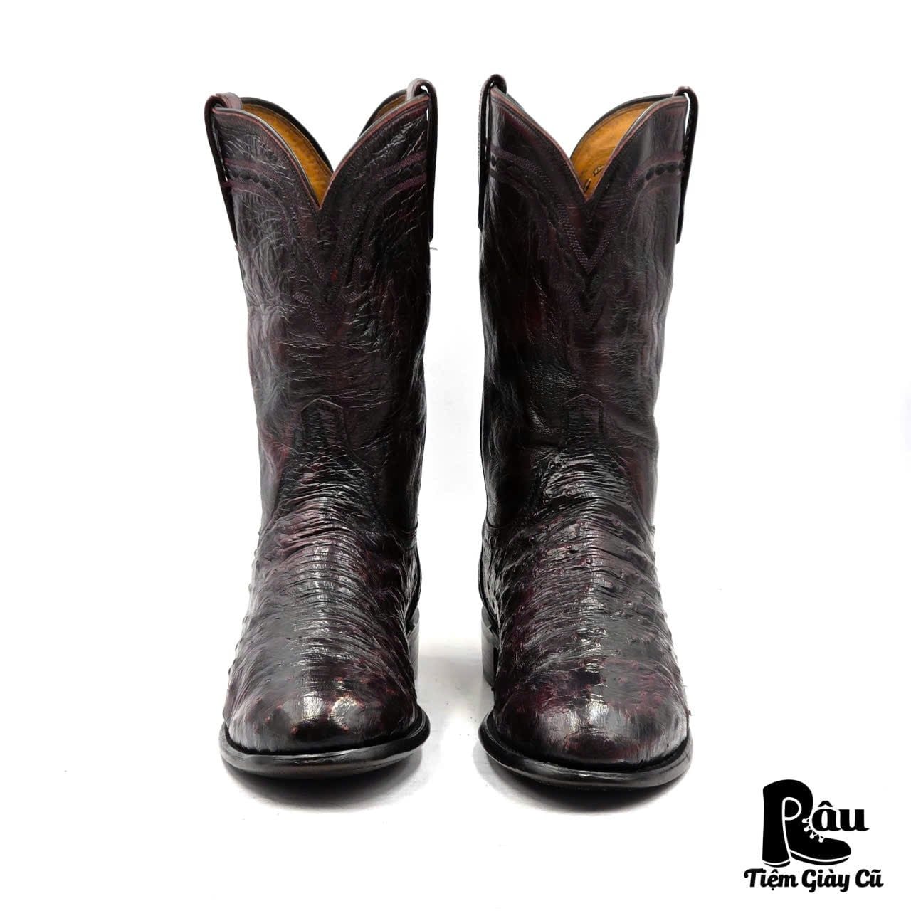  |SIZE 42| LUCCHESE 1883 NV8812C2 DARK CHERRY OSTRICH COWBOY BOOT Z42-8383 