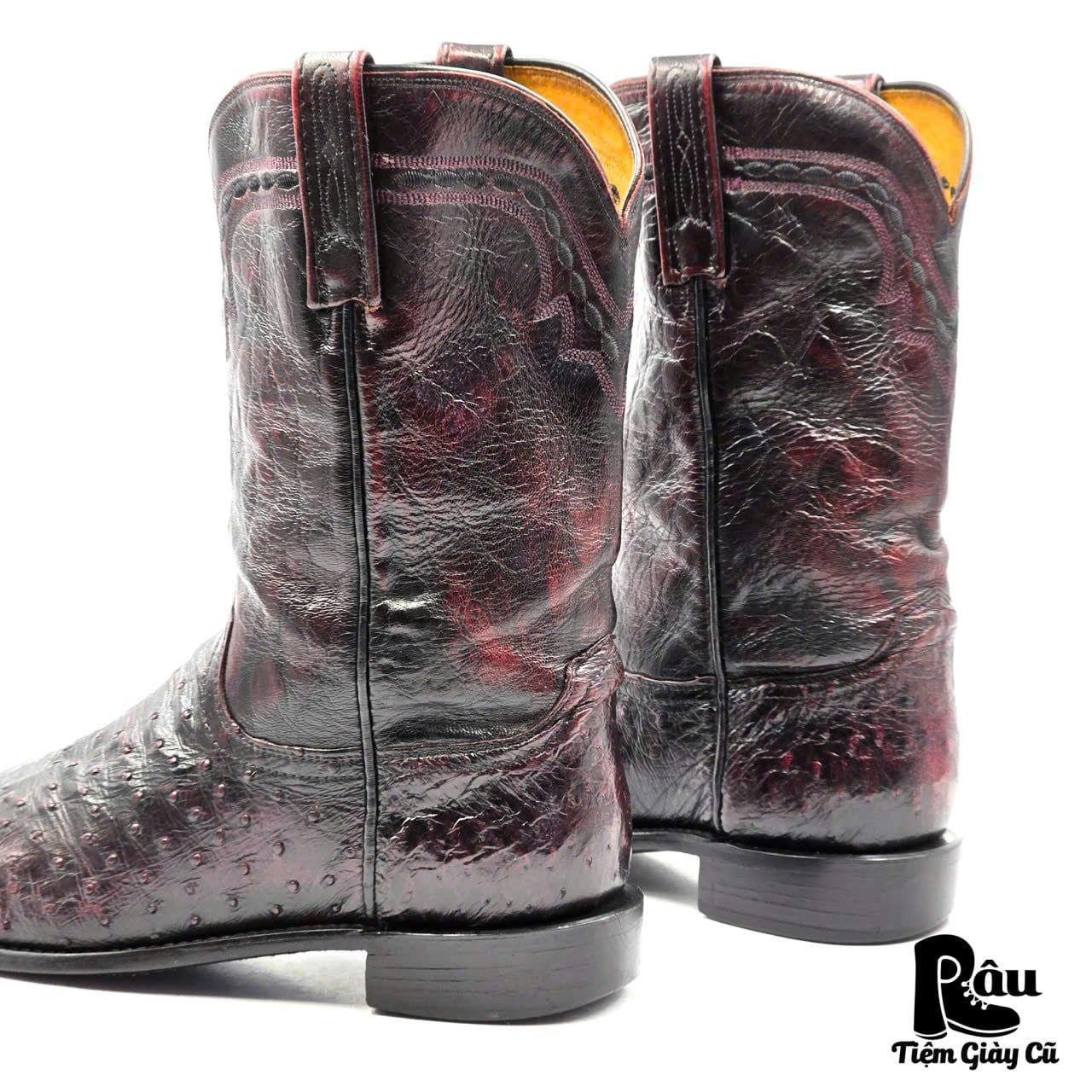  |SIZE 42| LUCCHESE 1883 NV8812C2 DARK CHERRY OSTRICH COWBOY BOOT Z42-8383 