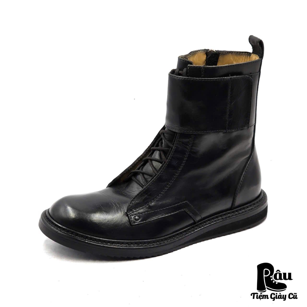  |SIZE 39| PORTS 1961 RUNWAY FALL 2017 MENSWEAR BLACK VELCRO CLOSURE LACE-UP BOOT Z39-8362 