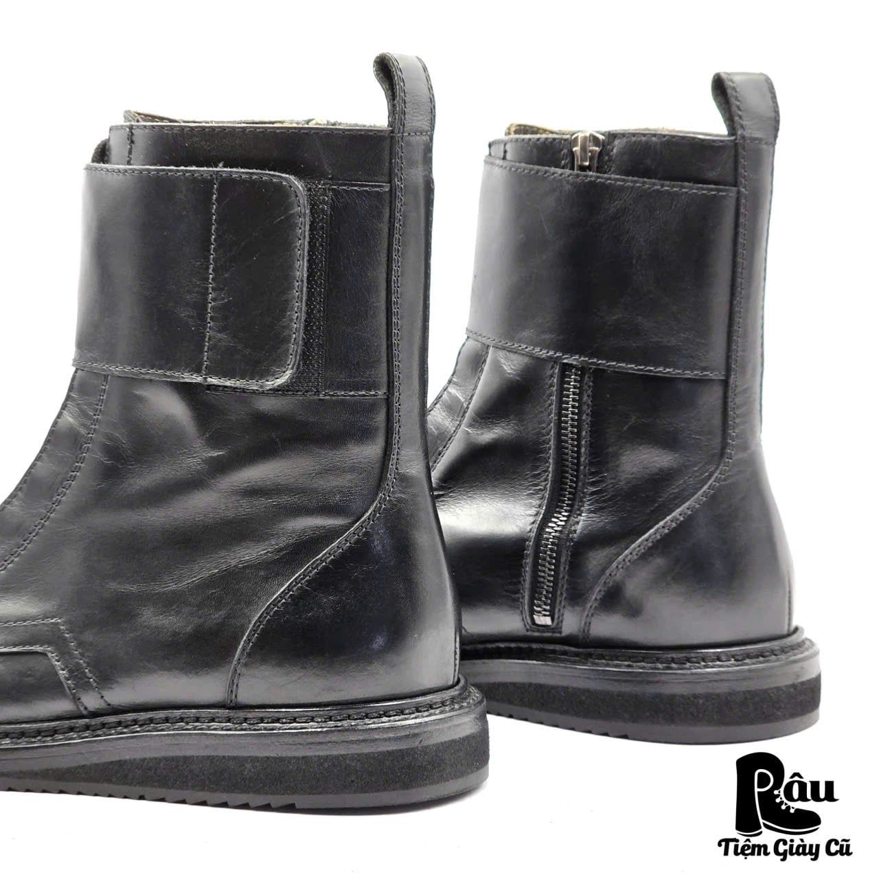  |SIZE 39| PORTS 1961 RUNWAY FALL 2017 MENSWEAR BLACK VELCRO CLOSURE LACE-UP BOOT Z39-8362 