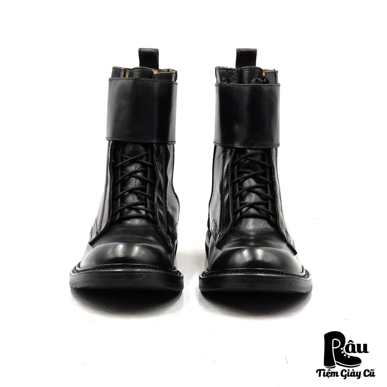  |SIZE 39| PORTS 1961 RUNWAY FALL 2017 MENSWEAR BLACK VELCRO CLOSURE LACE-UP BOOT Z39-8362 