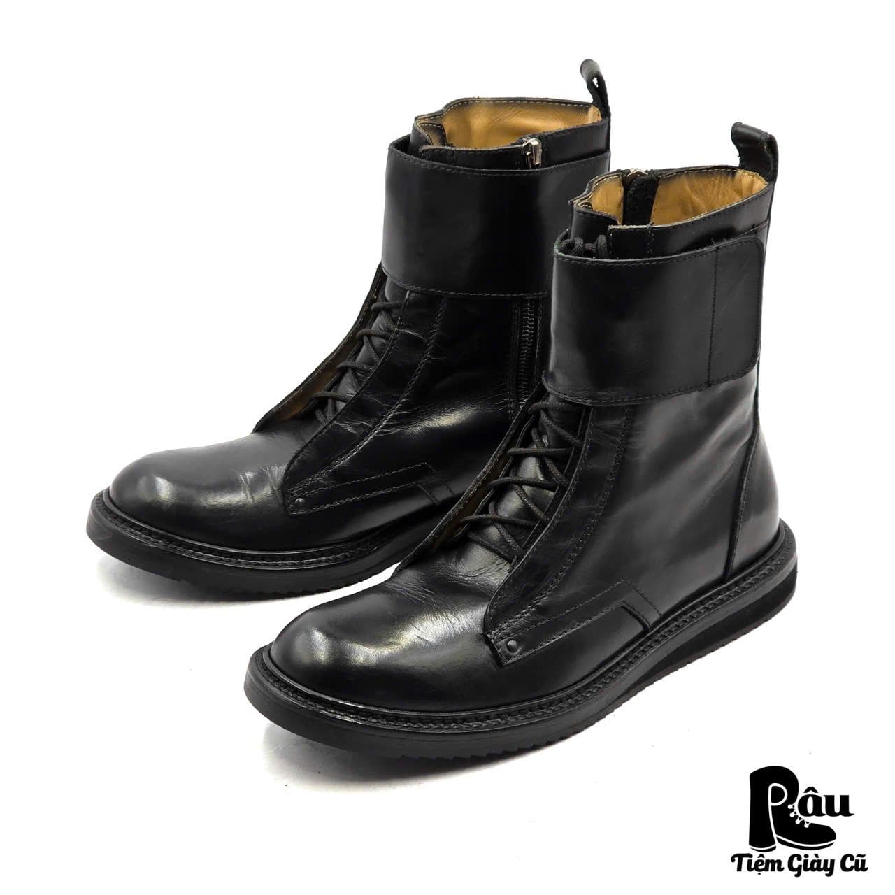  |SIZE 39| PORTS 1961 RUNWAY FALL 2017 MENSWEAR BLACK VELCRO CLOSURE LACE-UP BOOT Z39-8362 