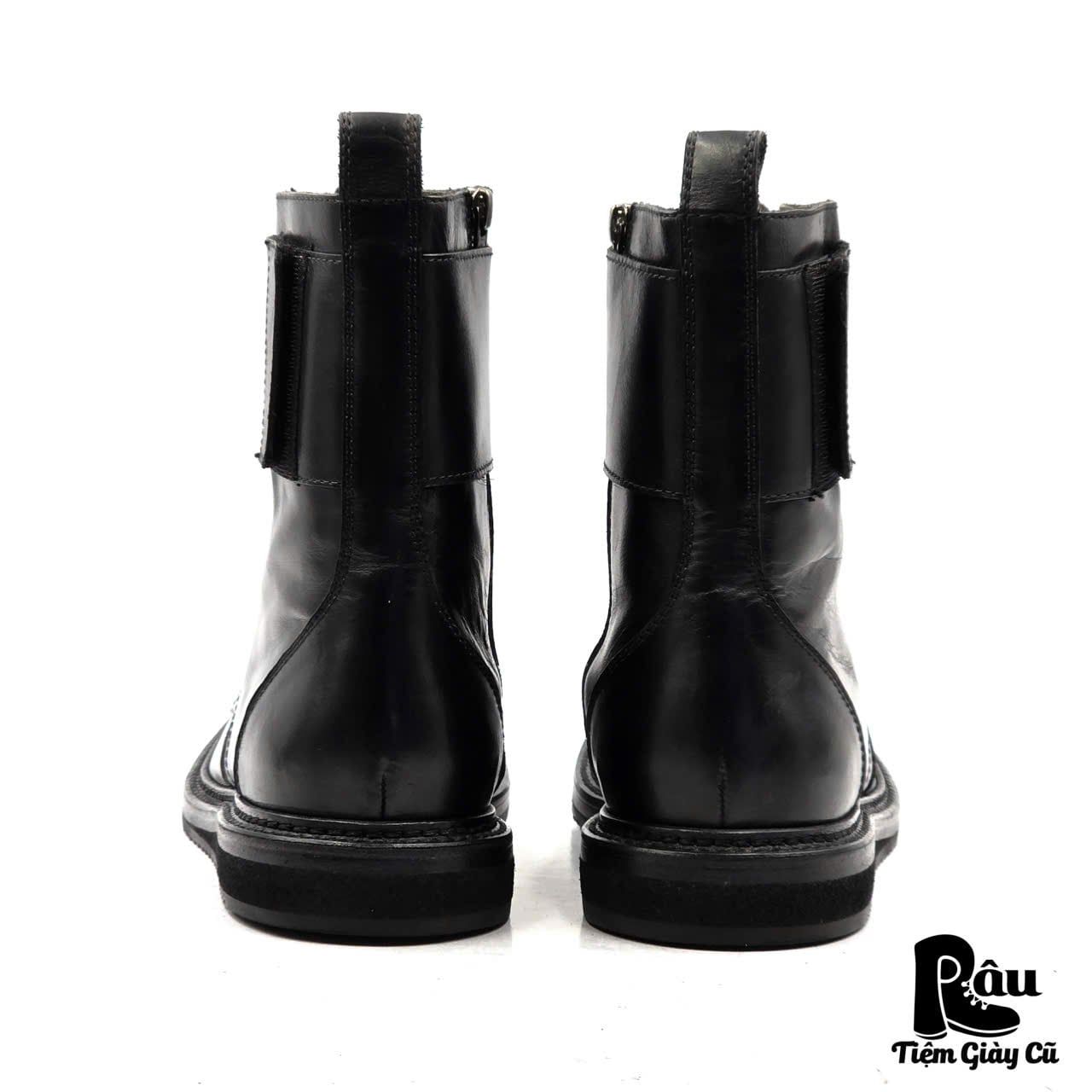  |SIZE 39| PORTS 1961 RUNWAY FALL 2017 MENSWEAR BLACK VELCRO CLOSURE LACE-UP BOOT Z39-8362 