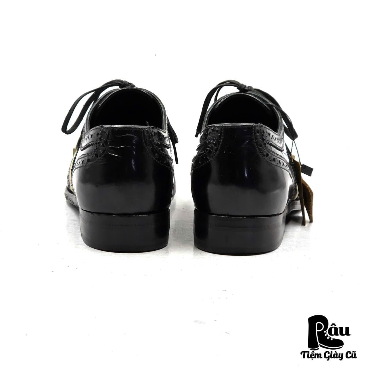  |SIZE 39| DOLCE & GABBANA CRYSTAL EMBELLISHED BLACK BROGUE OXFORDS SHOES Z39-8363 