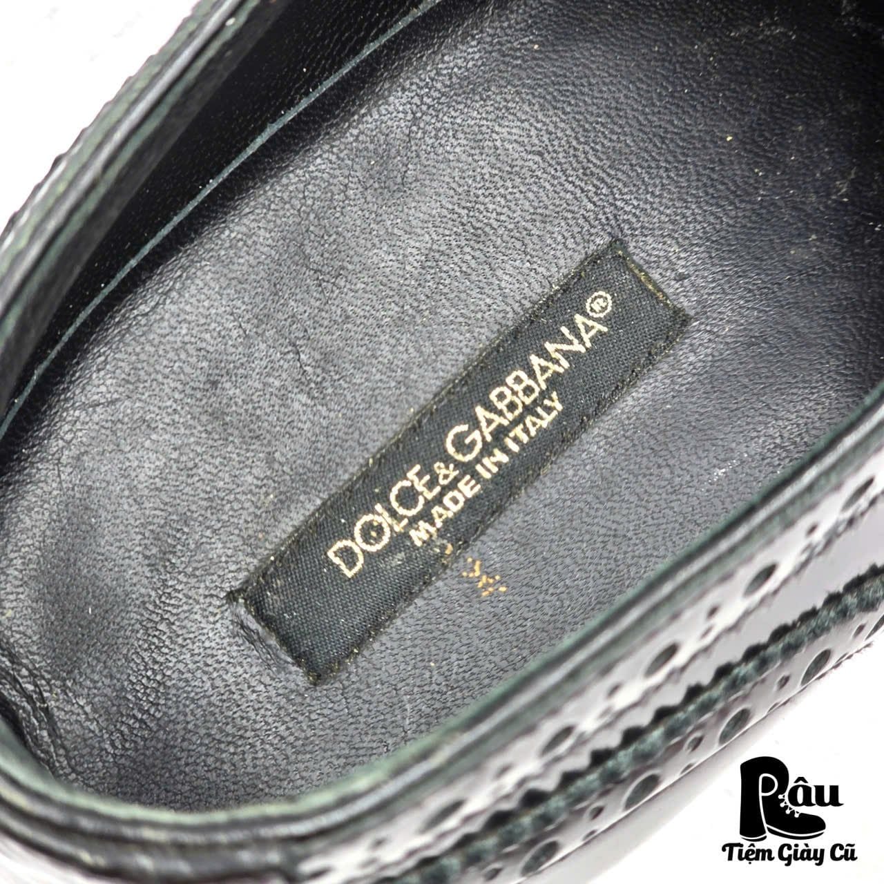  |SIZE 39| DOLCE & GABBANA CRYSTAL EMBELLISHED BLACK BROGUE OXFORDS SHOES Z39-8363 