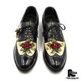  |SIZE 39| DOLCE & GABBANA CRYSTAL EMBELLISHED BLACK BROGUE OXFORDS SHOES Z39-8363 