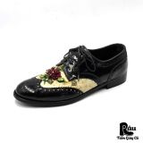  |SIZE 39| DOLCE & GABBANA CRYSTAL EMBELLISHED BLACK BROGUE OXFORDS SHOES Z39-8363 