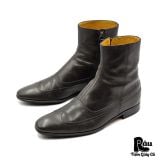  |SIZE 38.5| GUCCI 181825 VINTAGE WINGTIP SIDE-ZIP ANKLE BOOT Z38.5-8394 