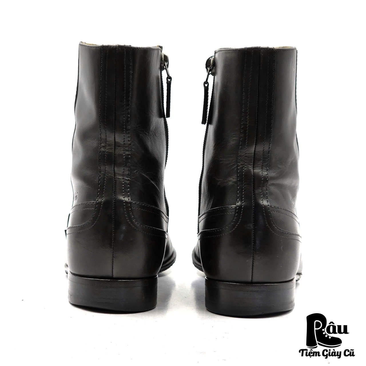  |SIZE 38.5| GUCCI 181825 VINTAGE WINGTIP SIDE-ZIP ANKLE BOOT Z38.5-8394 