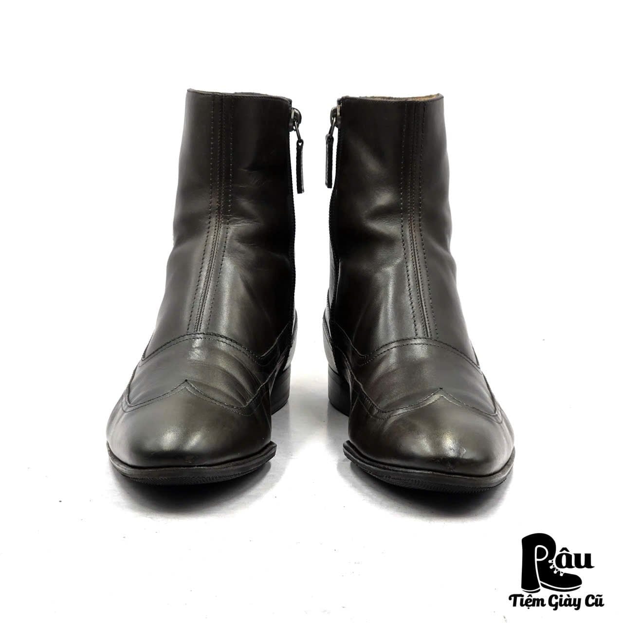  |SIZE 38.5| GUCCI 181825 VINTAGE WINGTIP SIDE-ZIP ANKLE BOOT Z38.5-8394 