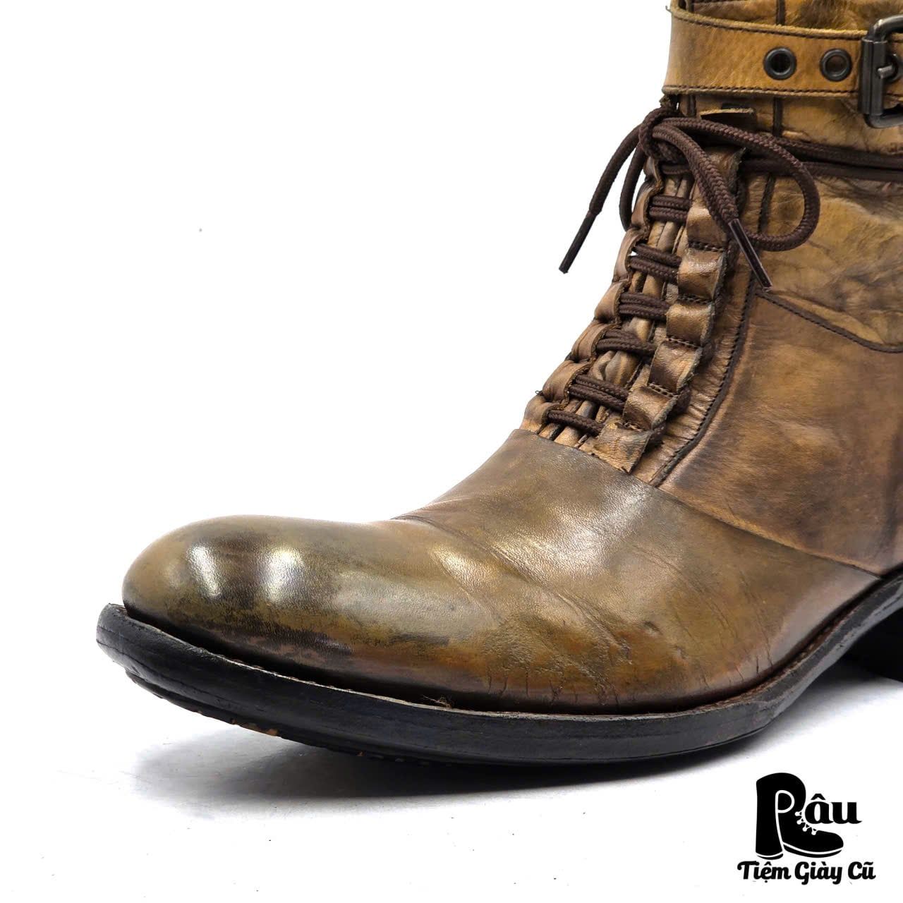  |SIZE 40| ALFREDO BANNISTER 5031005004 BUCKLE STRAP COMBAT LACE-UP BOOT Z40-8392 