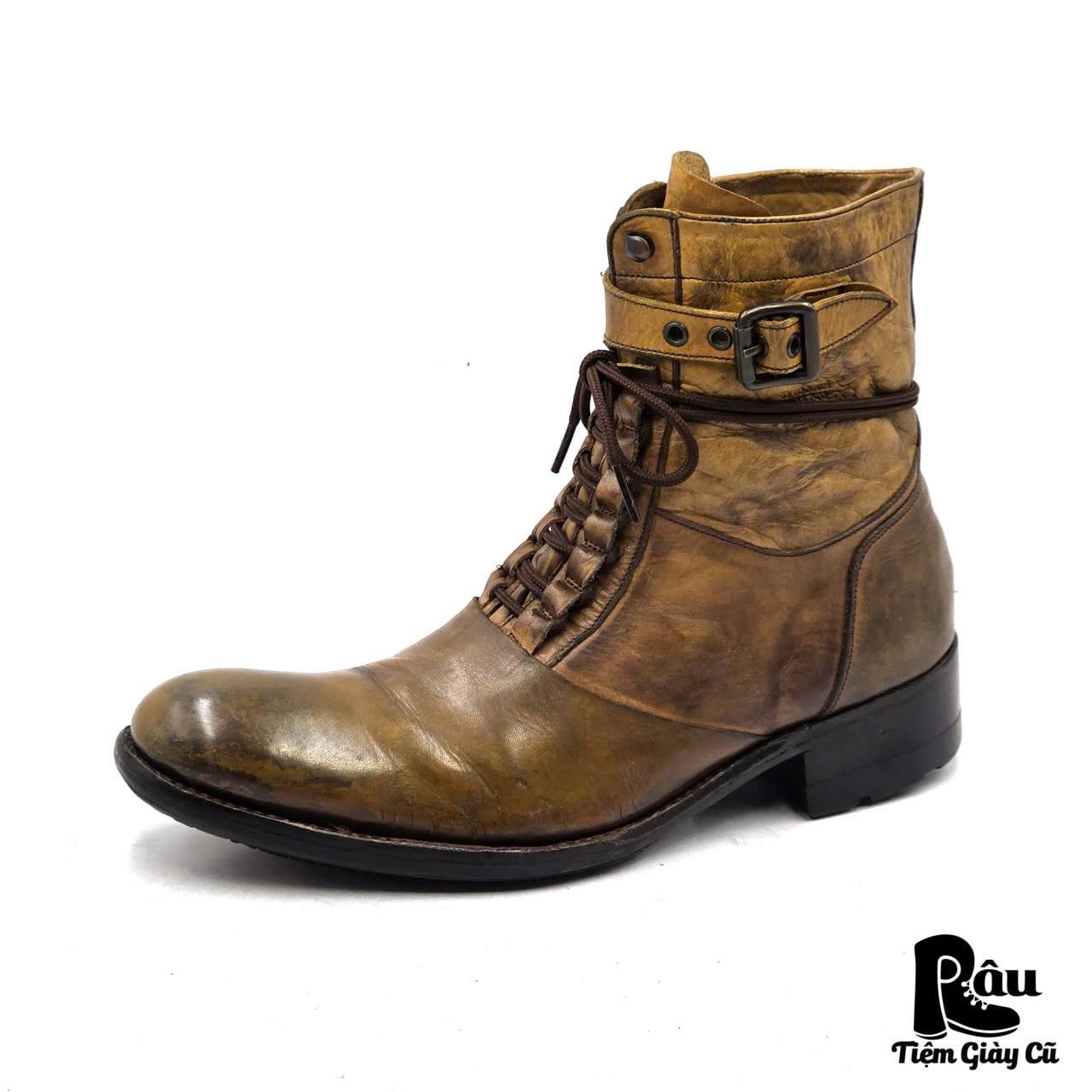  |SIZE 40| ALFREDO BANNISTER 5031005004 BUCKLE STRAP COMBAT LACE-UP BOOT Z40-8392 