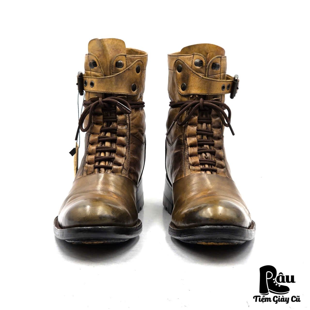  |SIZE 40| ALFREDO BANNISTER 5031005004 BUCKLE STRAP COMBAT LACE-UP BOOT Z40-8392 