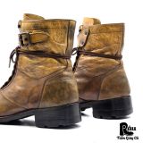  |SIZE 40| ALFREDO BANNISTER 5031005004 BUCKLE STRAP COMBAT LACE-UP BOOT Z40-8392 