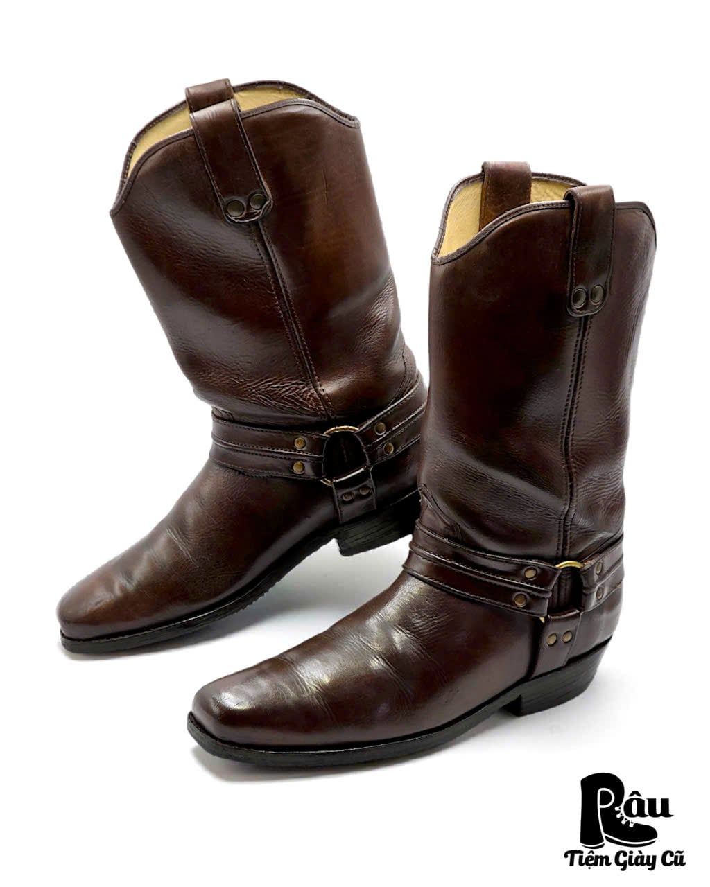  |SIZE 43| VINTAGE DARK BROWN HARNESS BOOT Z43-8408 