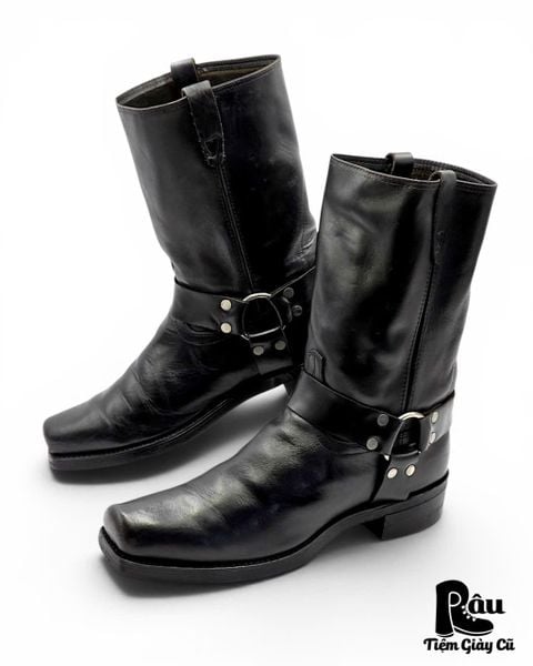  |SIZE 45.5| VINTAGE BLACK HARNESS BOOT (AVONITE HYPALON SOLE) Z45.5-8416 