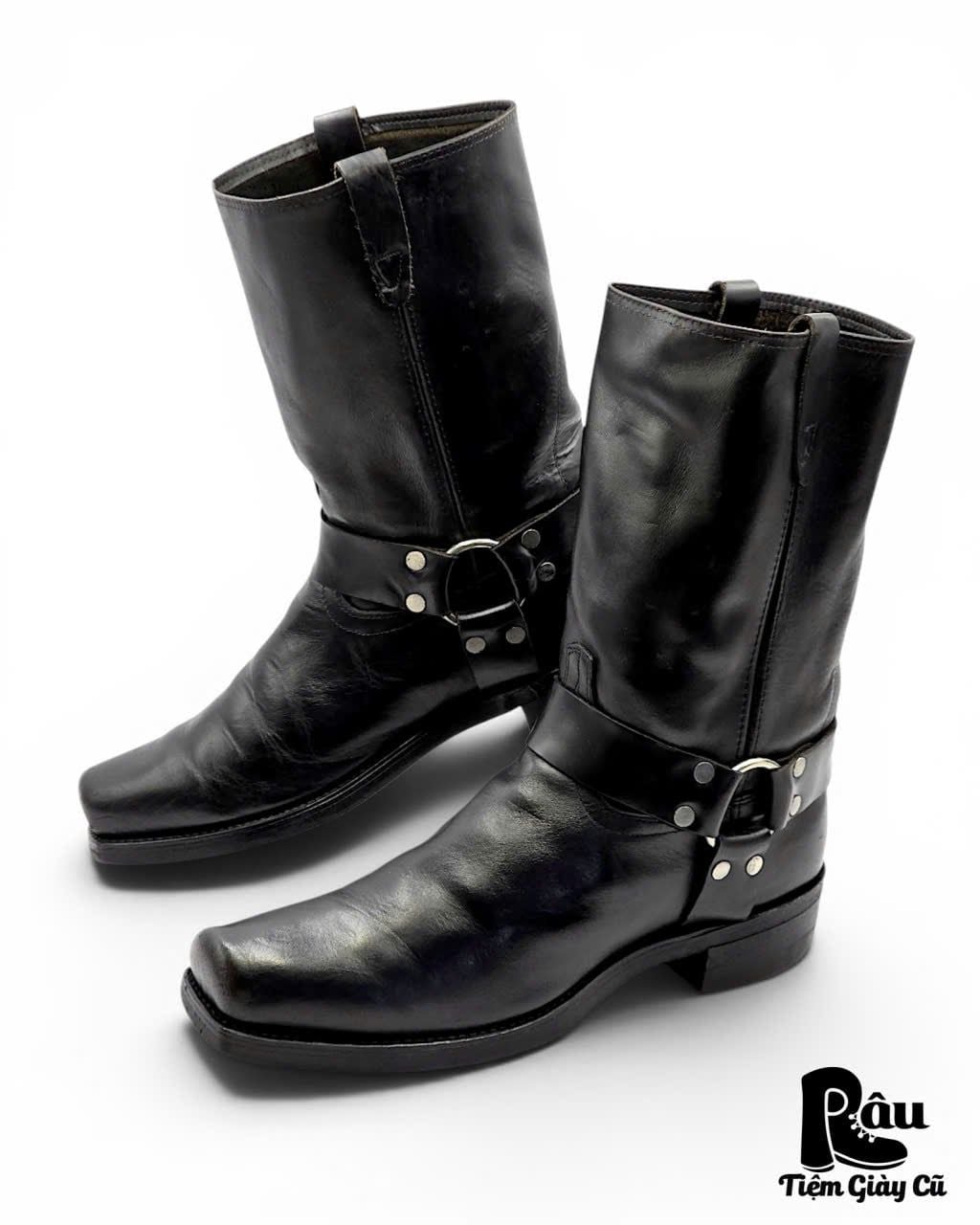  |SIZE 45.5| VINTAGE BLACK HARNESS BOOT (AVONITE HYPALON SOLE) Z45.5-8416 