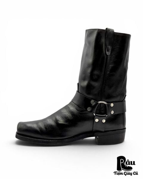  |SIZE 45.5| VINTAGE BLACK HARNESS BOOT (AVONITE HYPALON SOLE) Z45.5-8416 