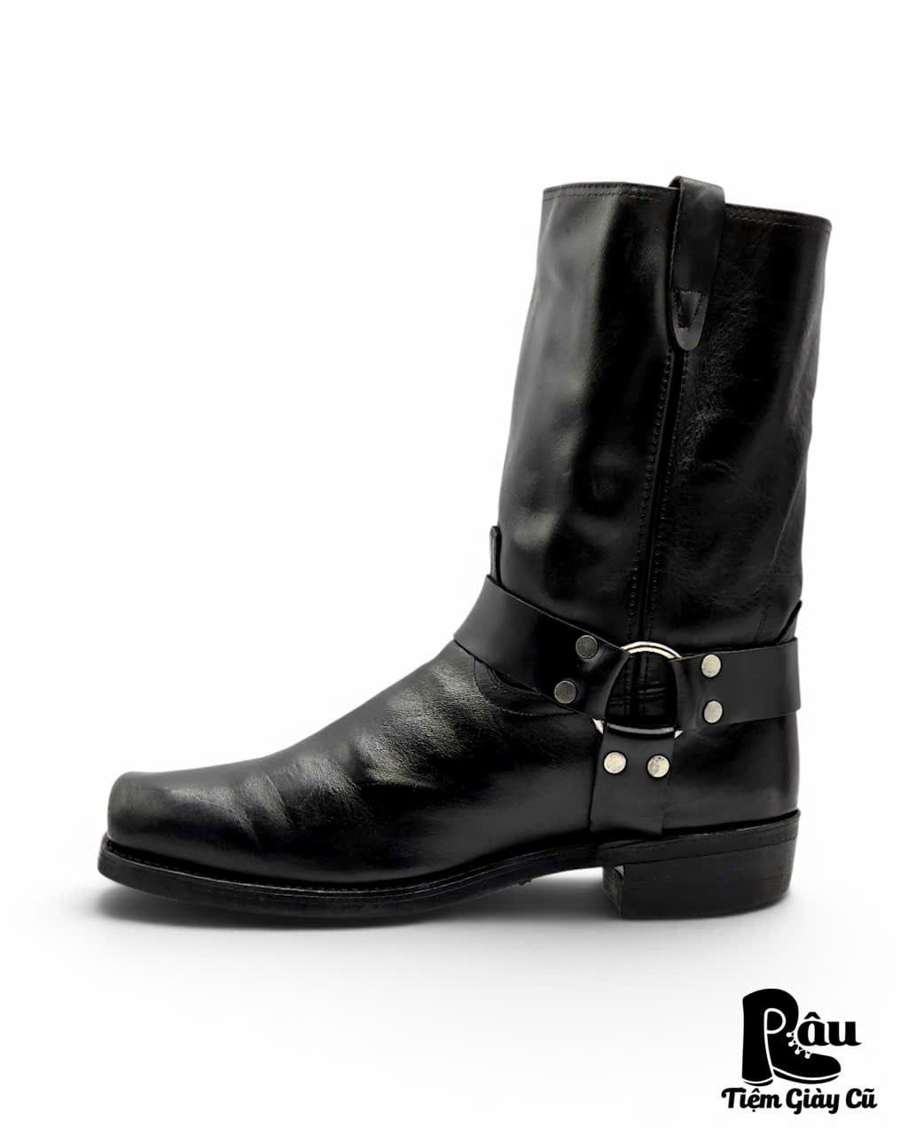  |SIZE 45.5| VINTAGE BLACK HARNESS BOOT (AVONITE HYPALON SOLE) Z45.5-8416 