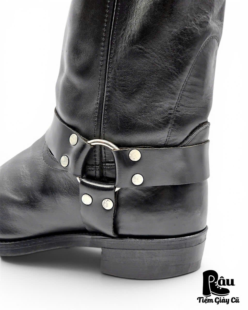  |SIZE 45.5| VINTAGE BLACK HARNESS BOOT (AVONITE HYPALON SOLE) Z45.5-8416 