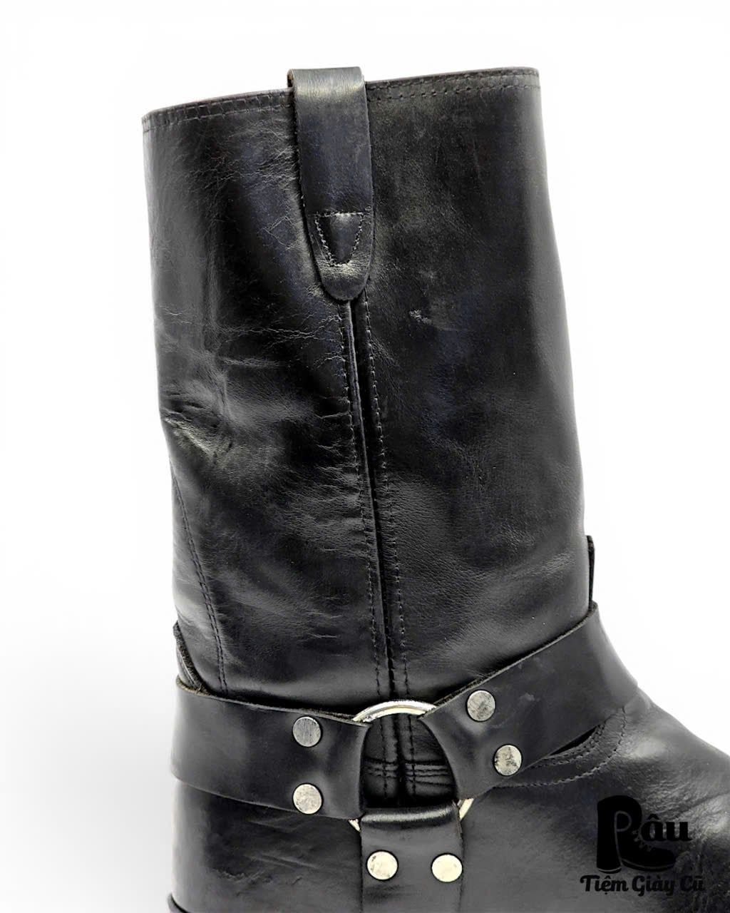  |SIZE 45.5| VINTAGE BLACK HARNESS BOOT (AVONITE HYPALON SOLE) Z45.5-8416 