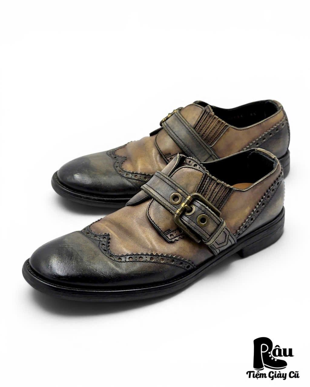  |SIZE 39| DOLCE & GABBANA CA3506 TWO-TONE WINGTIP BUCKLE SHOES AV39-8430 