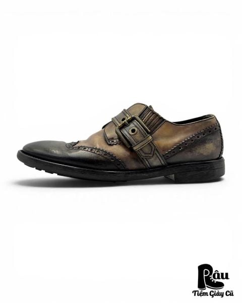  |SIZE 39| DOLCE & GABBANA CA3506 TWO-TONE WINGTIP BUCKLE SHOES AV39-8430 