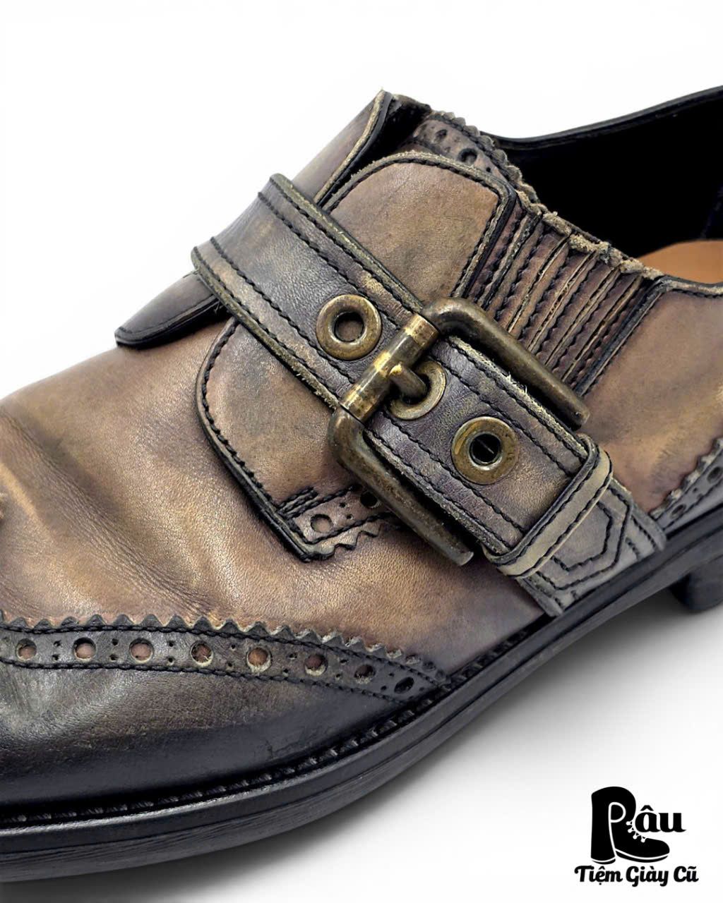  |SIZE 39| DOLCE & GABBANA CA3506 TWO-TONE WINGTIP BUCKLE SHOES AV39-8430 