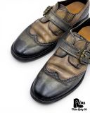  |SIZE 39| DOLCE & GABBANA CA3506 TWO-TONE WINGTIP BUCKLE SHOES AV39-8430 