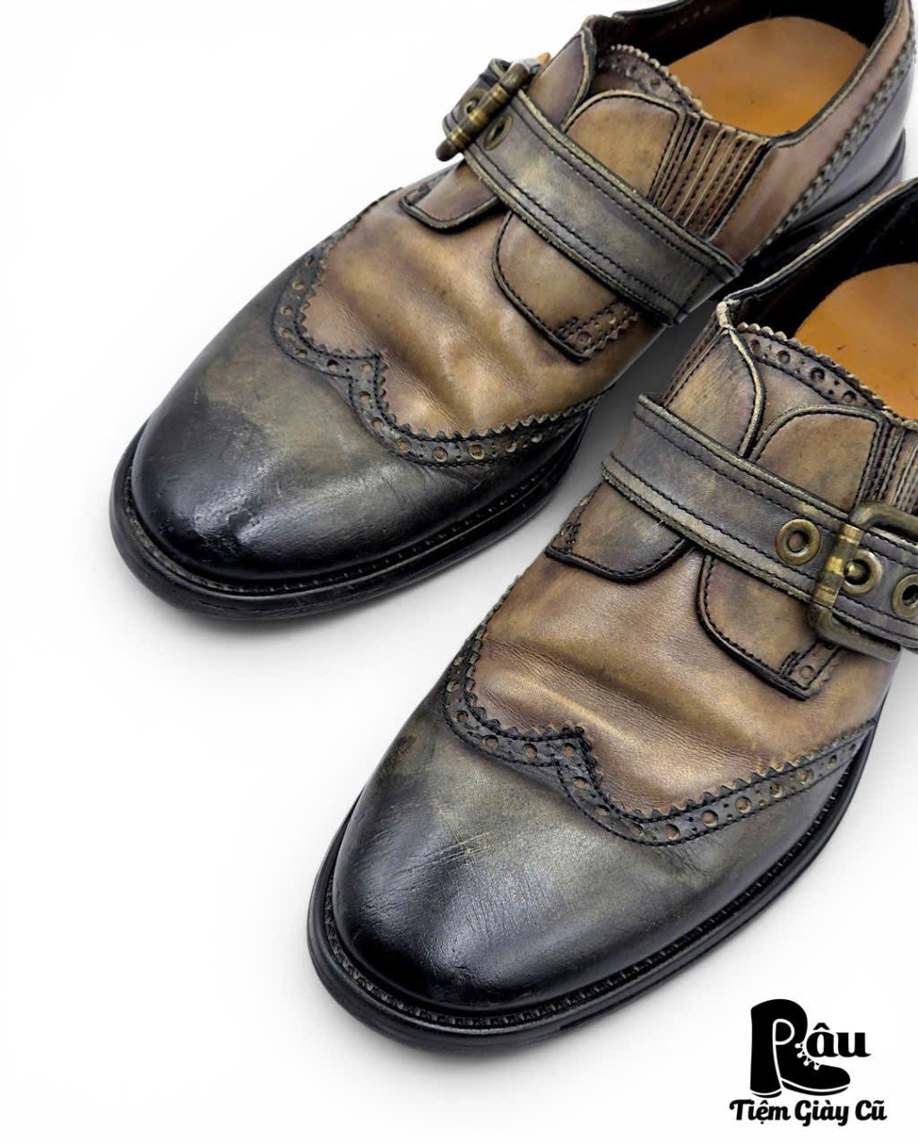  |SIZE 39| DOLCE & GABBANA CA3506 TWO-TONE WINGTIP BUCKLE SHOES AV39-8430 